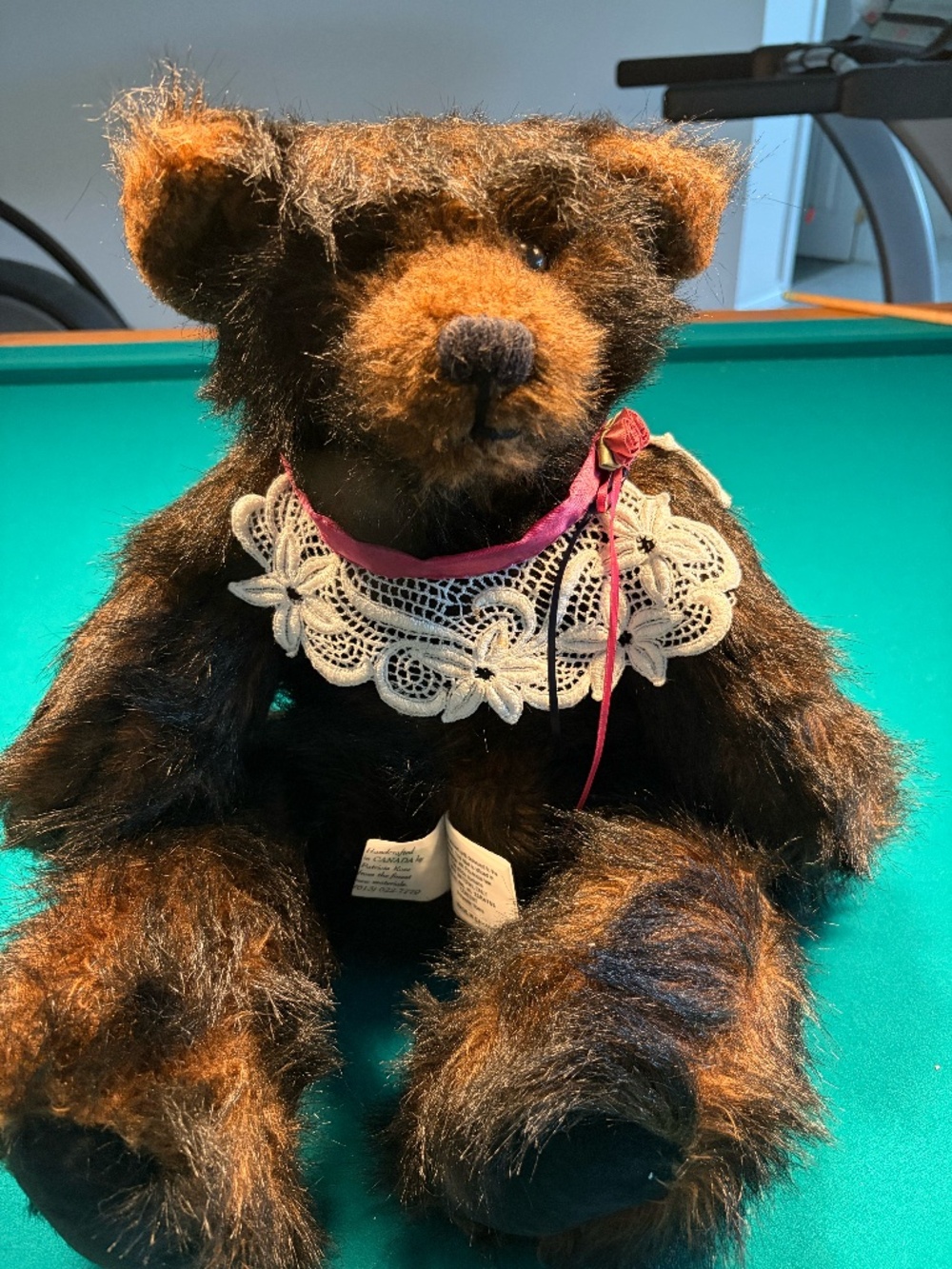 Picnic Bears Handmade Collectible Brown Teddy Bear with Lace Collar